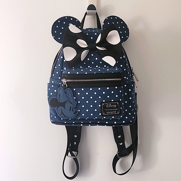 Loungefly Bags Loungefly X Minnie Mouse Denim Polka Dot Mini
